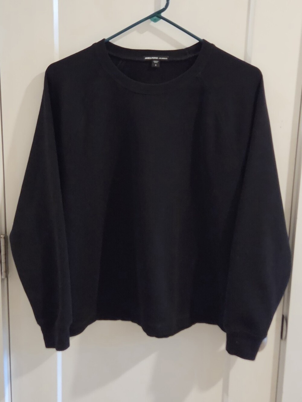 James Perse Brushed Fleece Pullover Crewneck Sweatshirt - Size 1 Small - Black